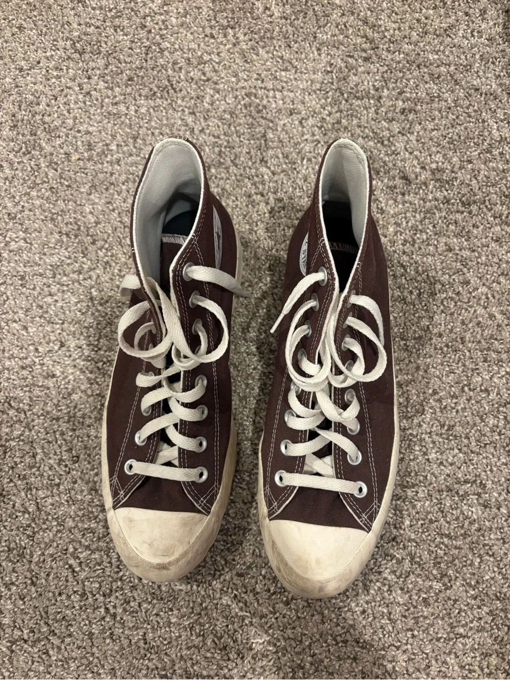 Converse High Top Sneakers - Dark Brown with White Accents